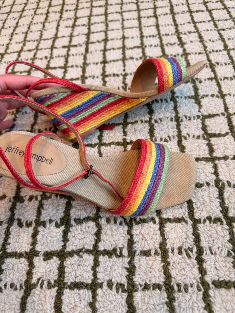 Jeffrey Campbell On-Board Rainbow Strappy Espadrille Wedge Sandals - Picture 3 of 9